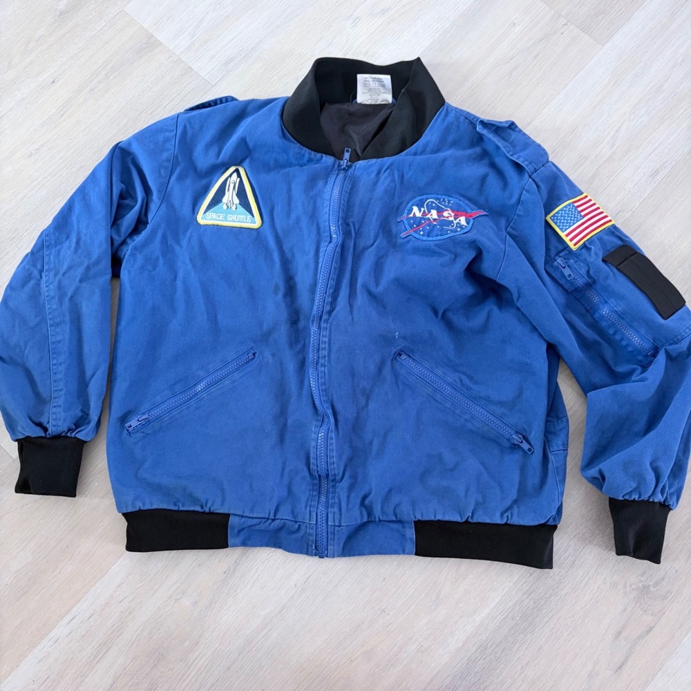 VNTG Aeromax Get Real Gear NASA Flight Jacket Blue Bomber Space Shuttle Small